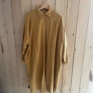 Black Crane Flannel Cotton Oversized Button Down Dress